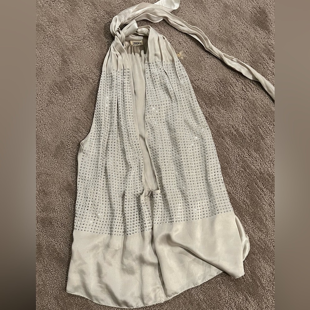 L’AGENCE silk sequence beige gorgeous shirt